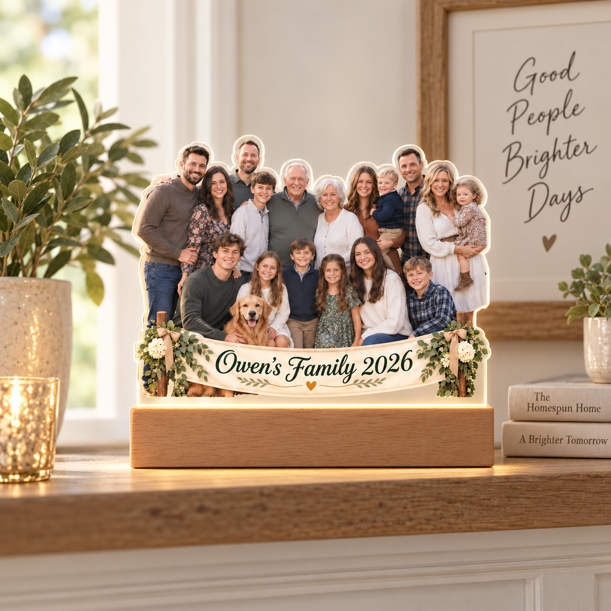 Custom Family Reunion Photo LED Acrylic Plaque – Personalized Family Gathering Keepsake
