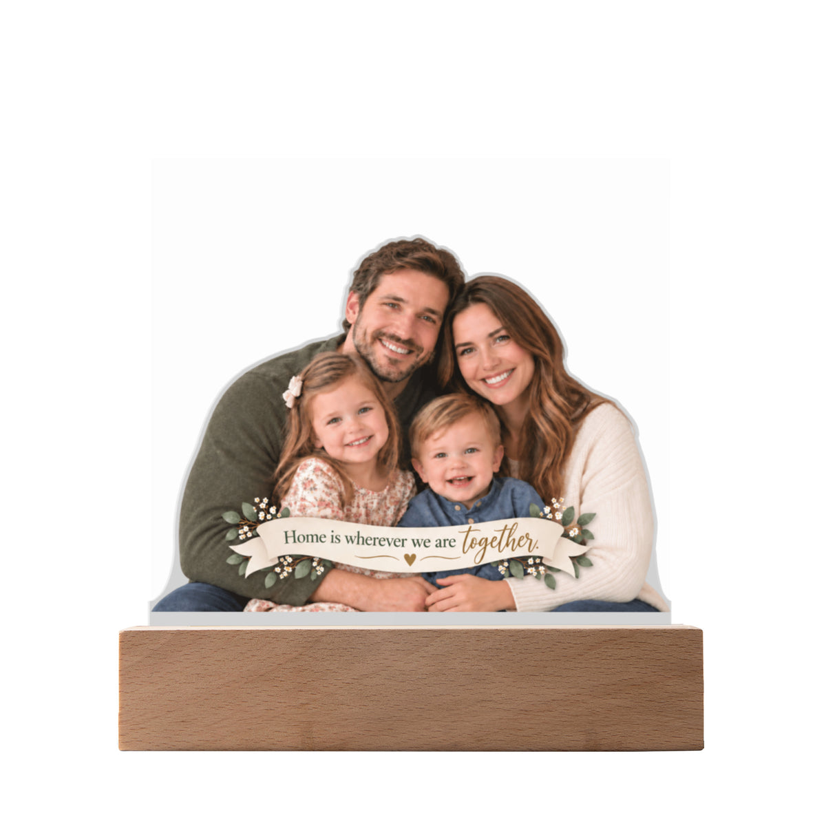 Custom Family Photo LED Acrylic Plaque – Personalized Cutout Family Keepsake