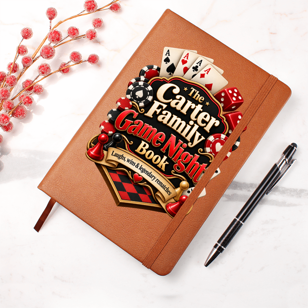 Personalized Family Game Night Journal — Custom Last Name Game Score & Memory Book