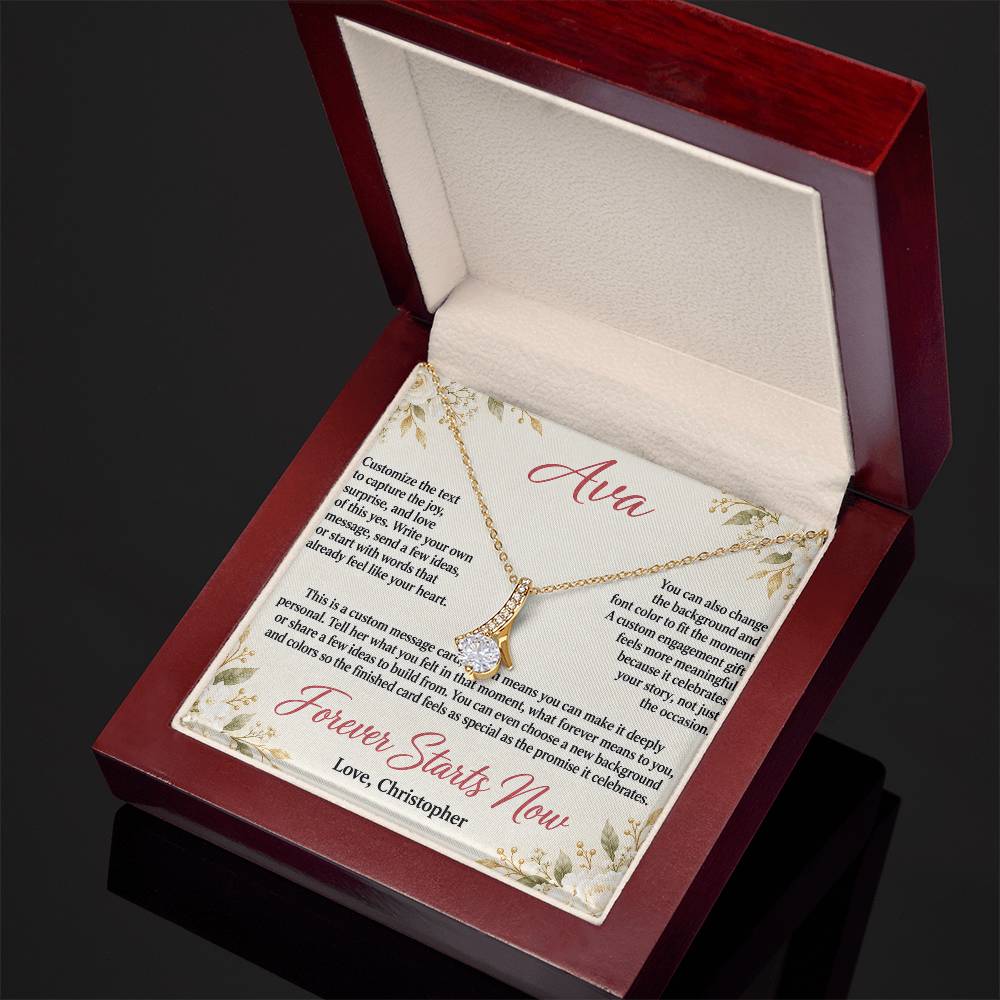 Personalized Engagement Necklace for Her – Alluring Beauty Custom Message Card