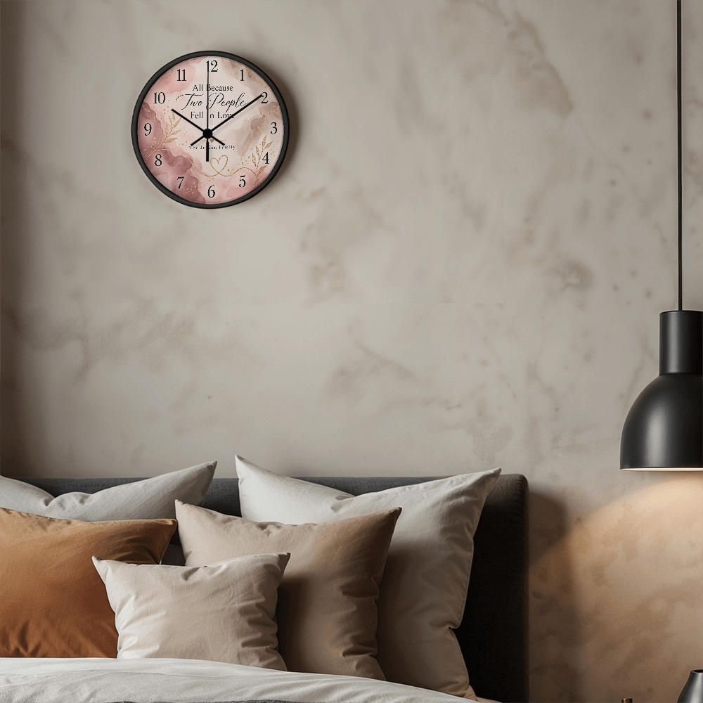 All Because Two People Fell in Love – Personalized Family Name Wall Clock