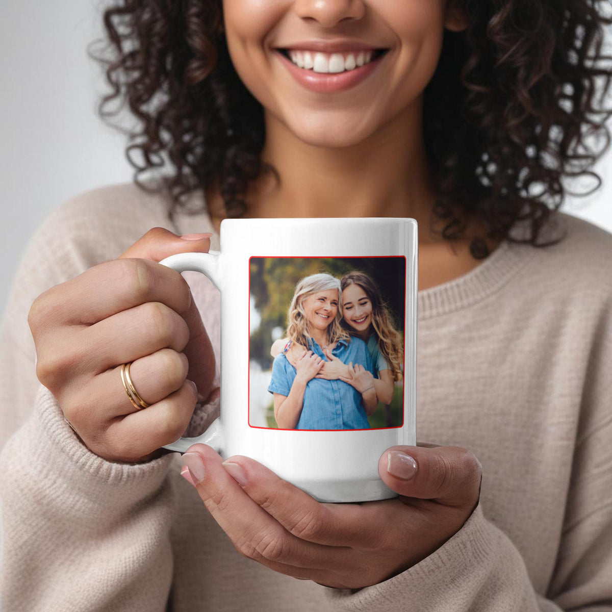 Funny Personalized Photo Mug for Mom – Custom Photo & Names – Dear Mom Thanks for Putting Up With My Sibling Mug