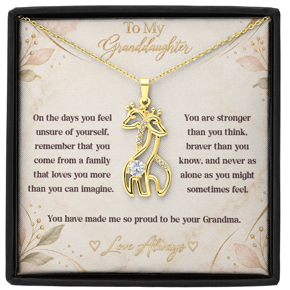To My Granddaughter Giraffe Necklace – Stronger Than You Think, Braver Than You Know