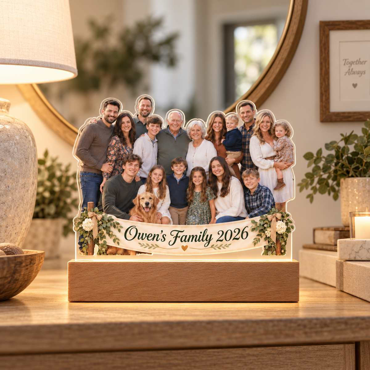 Custom Family Reunion Photo LED Acrylic Plaque – Personalized Family Gathering Keepsake