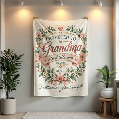 Promoted to Grandma Personalized Blanket – 1–9 Grandchildren