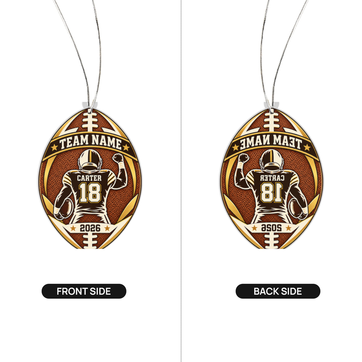 Personalized Sports Christmas Ornament – Custom Team Name, Player Name & Number | 8 Sports
