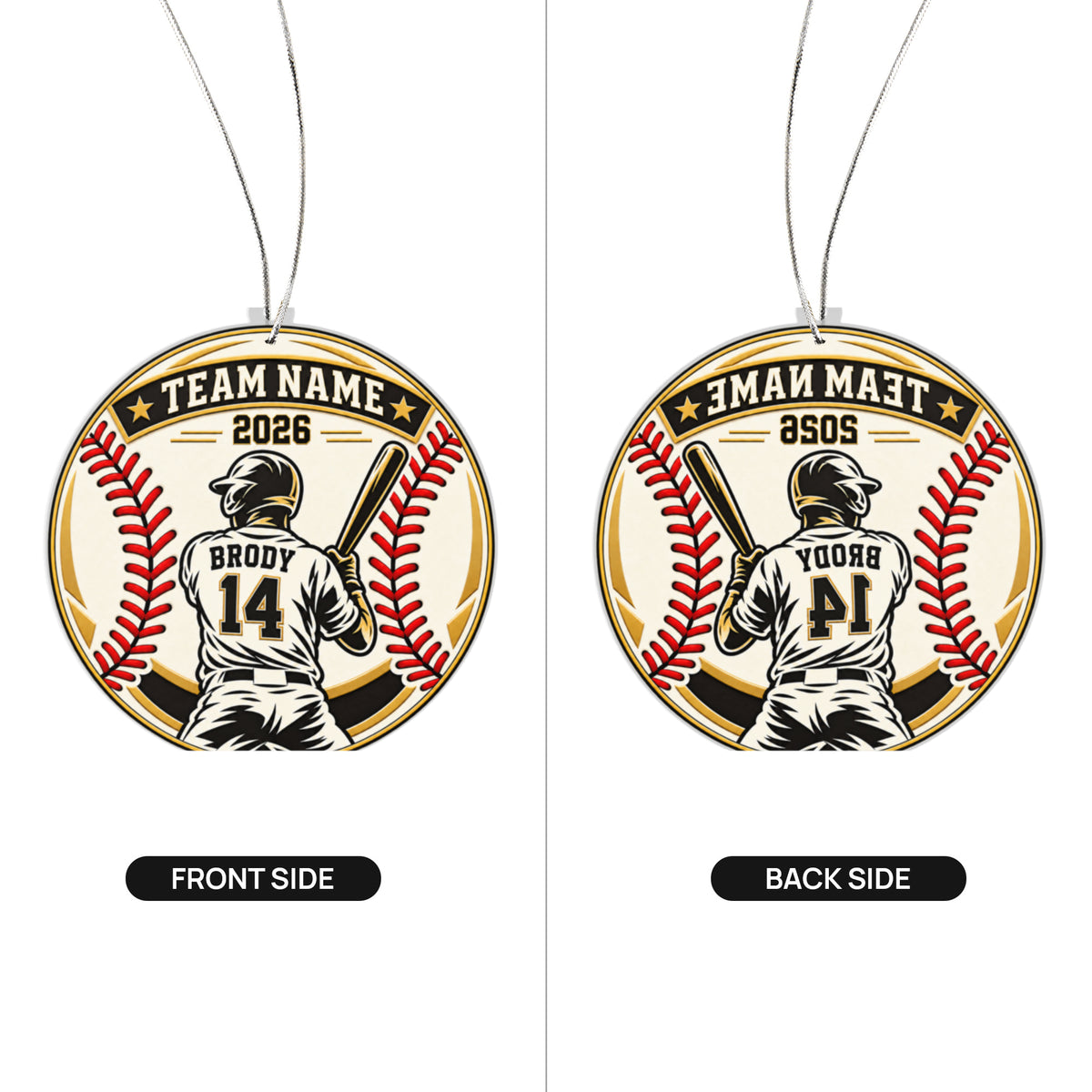 Personalized Sports Christmas Ornament – Custom Team Name, Player Name & Number | 8 Sports