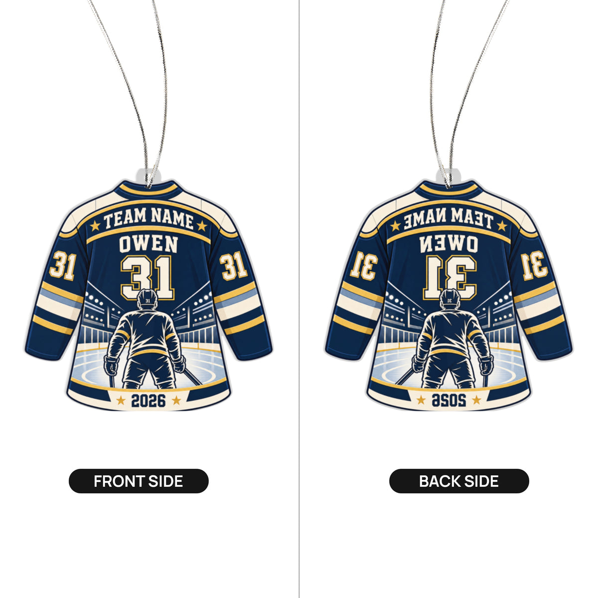 Personalized Sports Christmas Ornament – Custom Team Name, Player Name & Number | 8 Sports