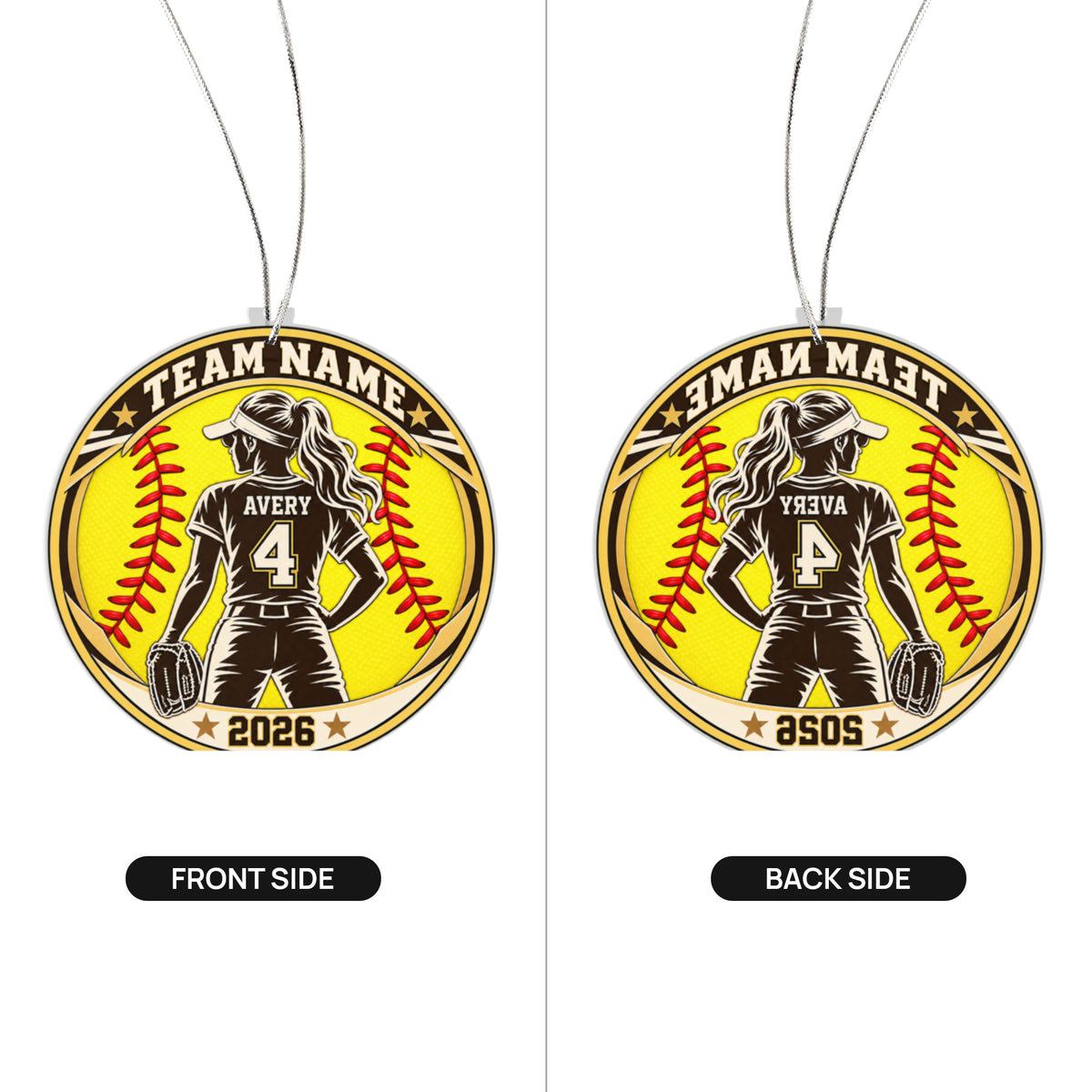 Personalized Sports Christmas Ornament – Custom Team Name, Player Name & Number | 8 Sports