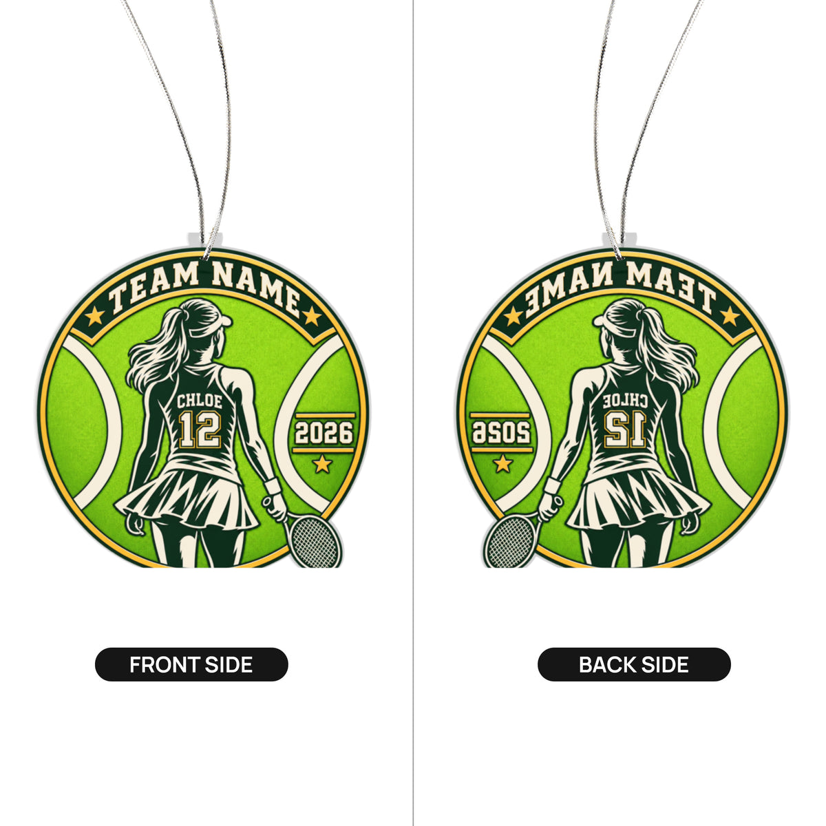 Personalized Sports Christmas Ornament – Custom Team Name, Player Name & Number | 8 Sports