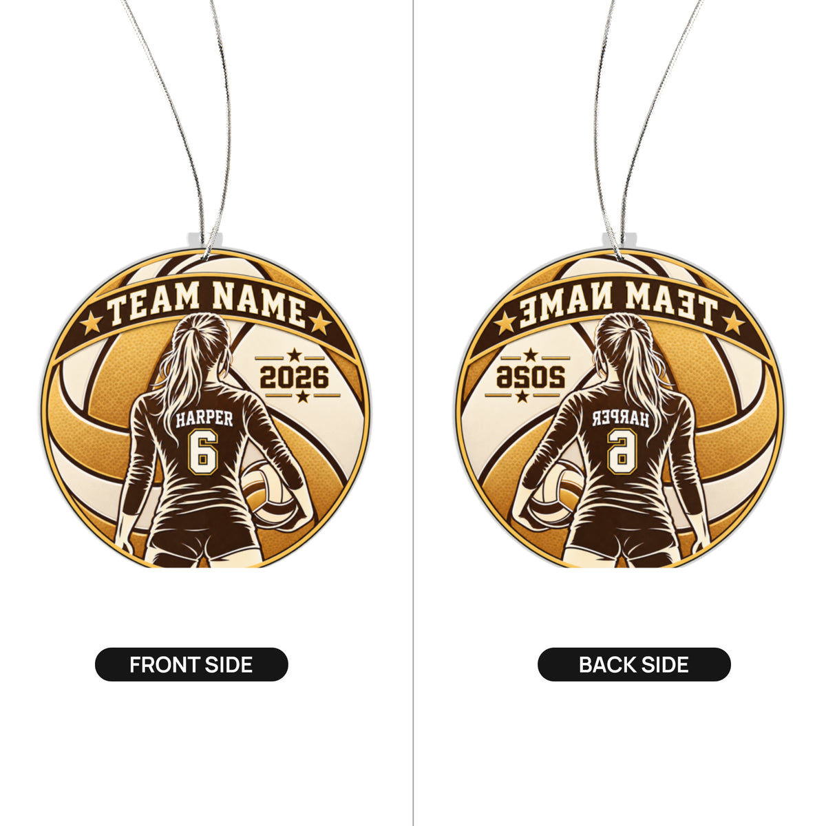 Personalized Sports Christmas Ornament – Custom Team Name, Player Name & Number | 8 Sports