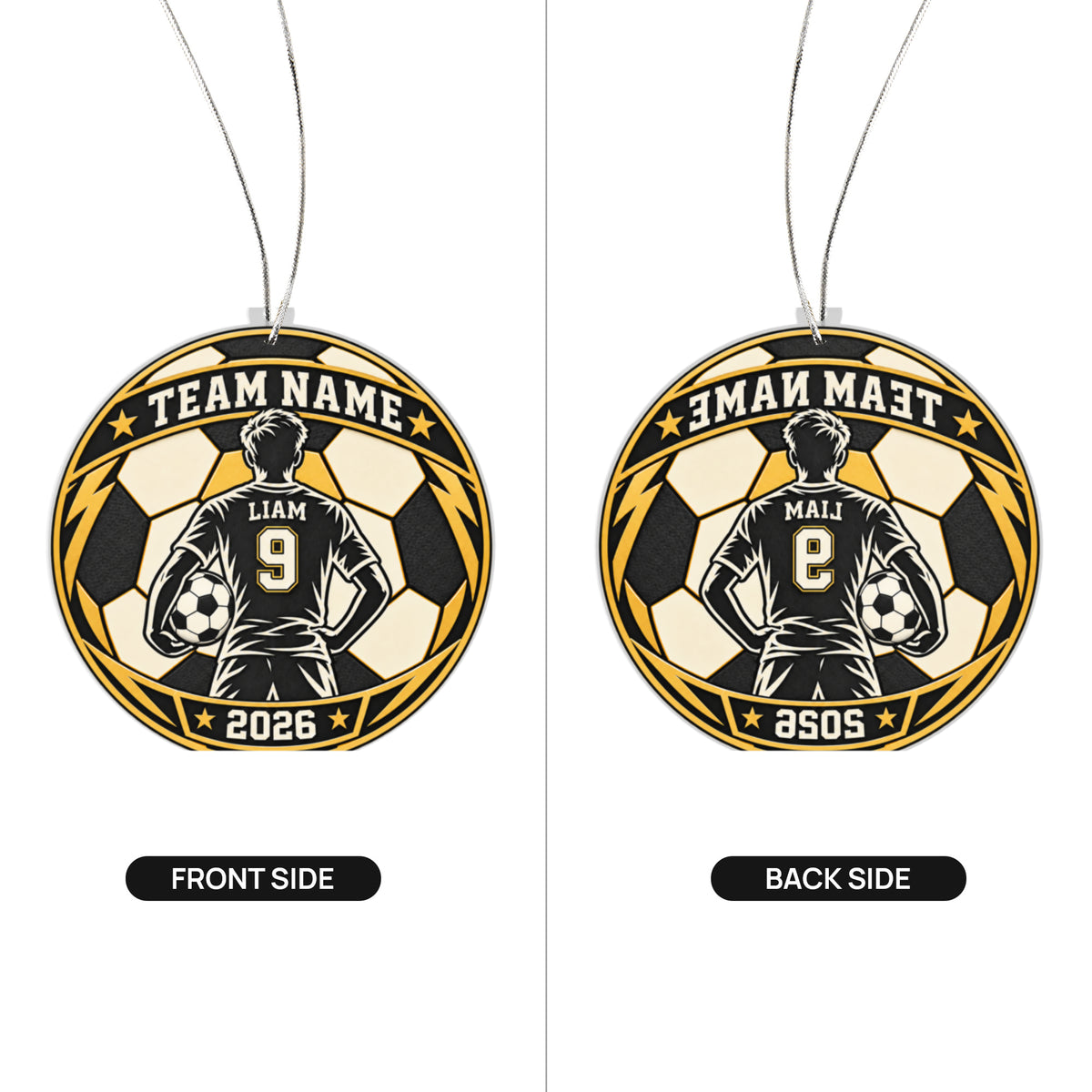 Personalized Sports Christmas Ornament – Custom Team Name, Player Name & Number | 8 Sports