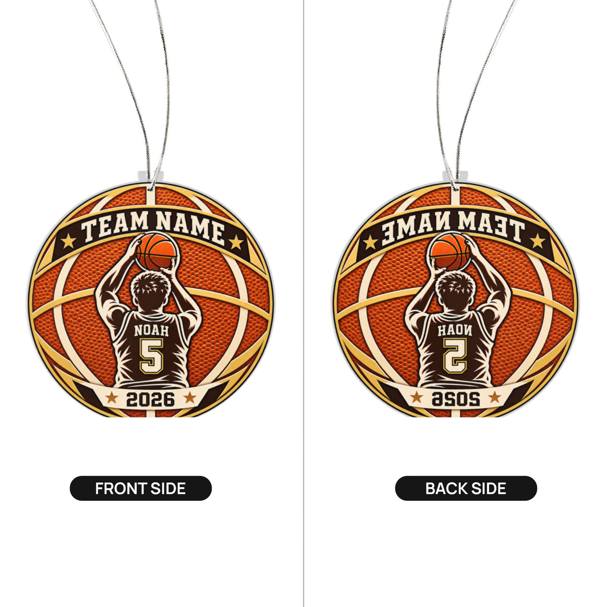 Personalized Sports Christmas Ornament – Custom Team Name, Player Name & Number | 8 Sports