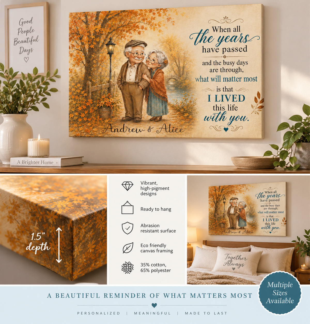 Personalized Growing Old Together Canvas – Custom Couple Names