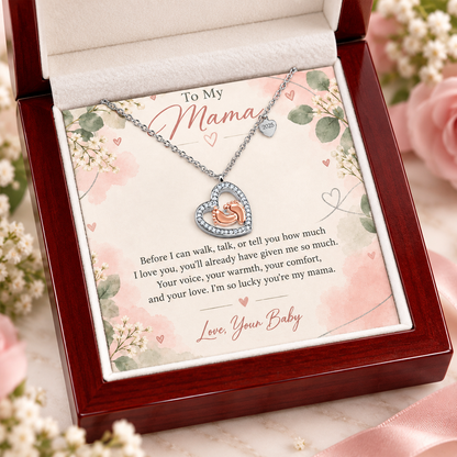 To My Mama – Before I Can Say I Love You Baby Feet Heart Necklace | Gift From Baby
