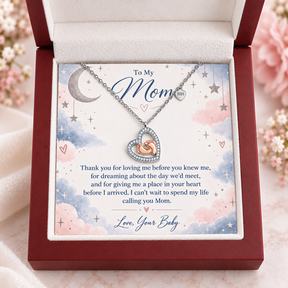 To My Mom – Loved Before We Met Baby Feet Heart Necklace | Gift for Expecting Mom From Baby