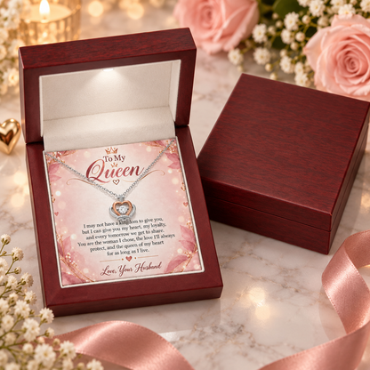 To My Queen – Crown Pendant Necklace with LED Luxury Gift Box | Romantic Gift for Wife From Husband