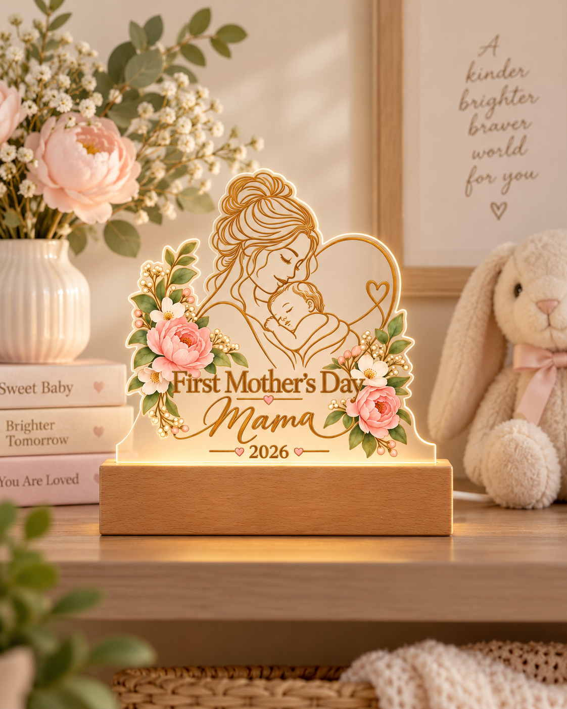 First Mother's Day Mama & Baby LED Acrylic Plaque