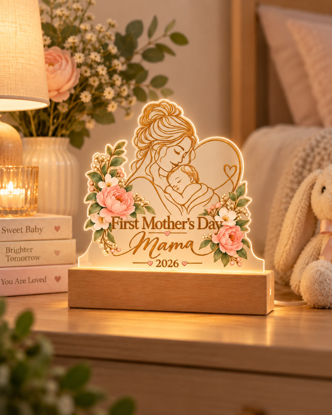 First Mother's Day Mama & Baby LED Acrylic Plaque