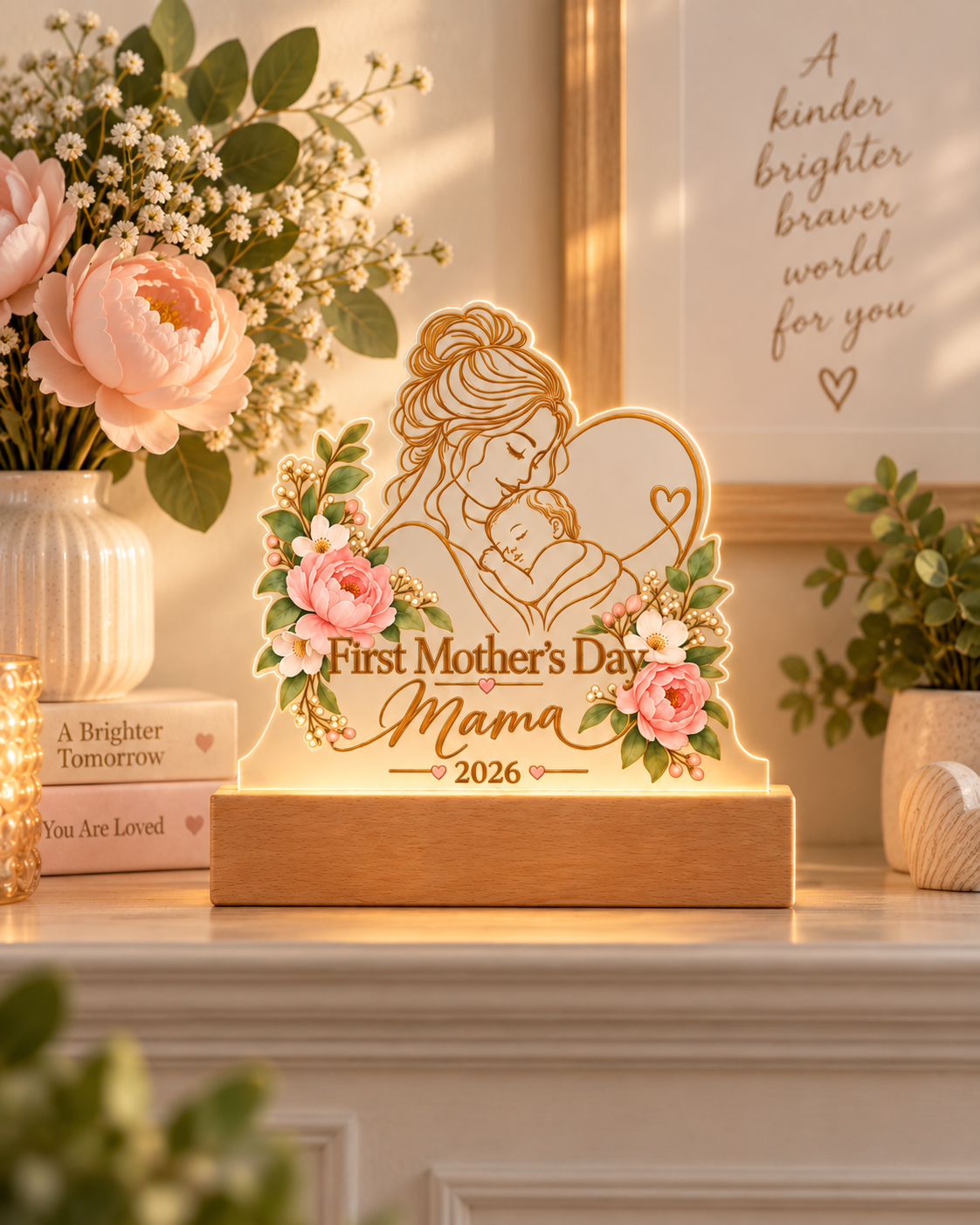 First Mother's Day Mama & Baby LED Acrylic Plaque