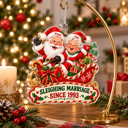 Personalized Sleighing Marriage Christmas Ornament – Santa & Mrs. Claus