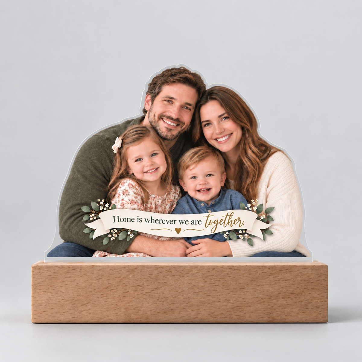 Custom Family Photo LED Acrylic Plaque – Personalized Cutout Family Keepsake