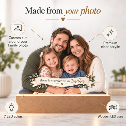 Custom Family Photo LED Acrylic Plaque – Personalized Cutout Family Keepsake