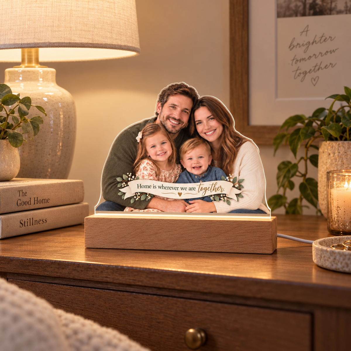 Custom Family Photo LED Acrylic Plaque – Personalized Cutout Family Keepsake