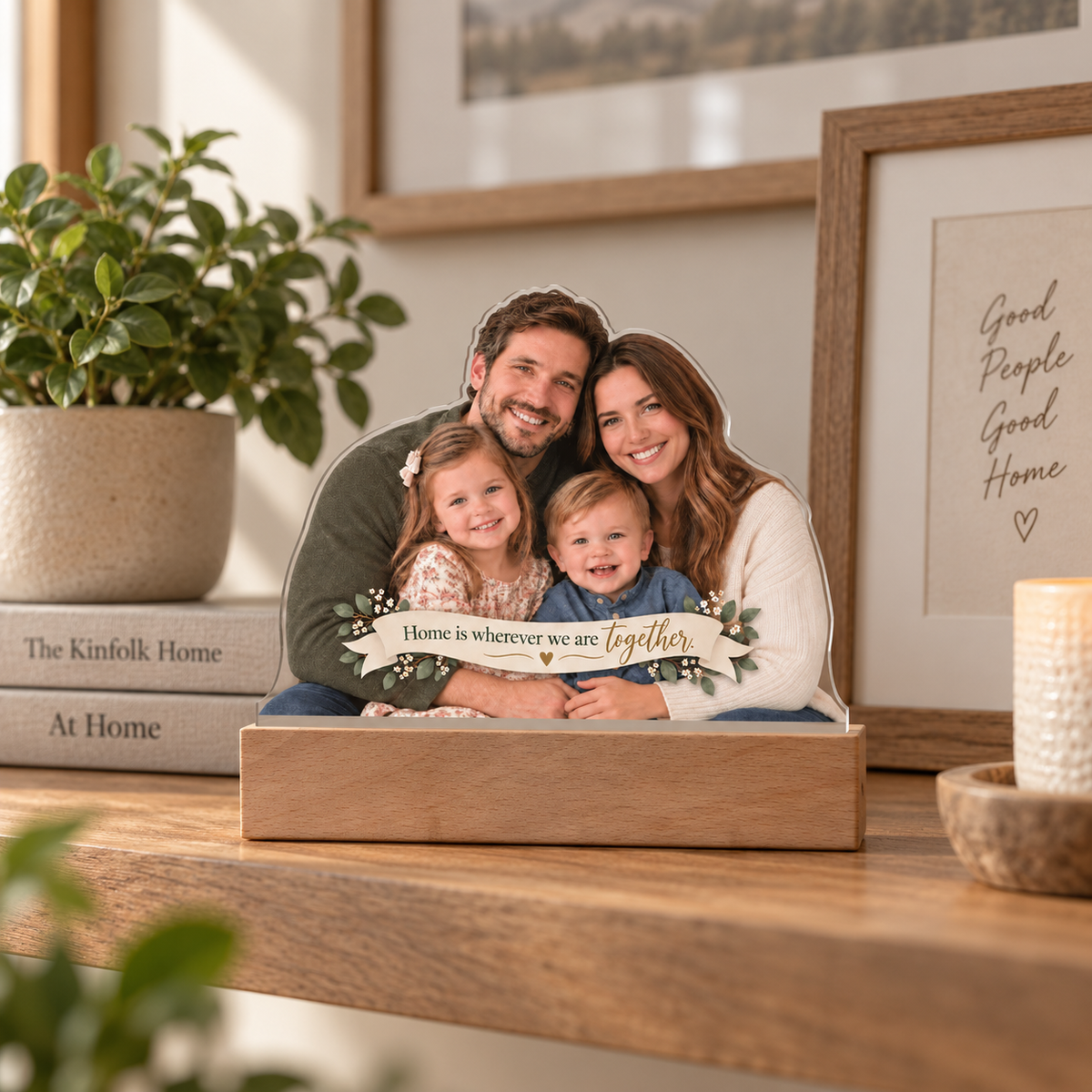 Custom Family Photo LED Acrylic Plaque – Personalized Cutout Family Keepsake