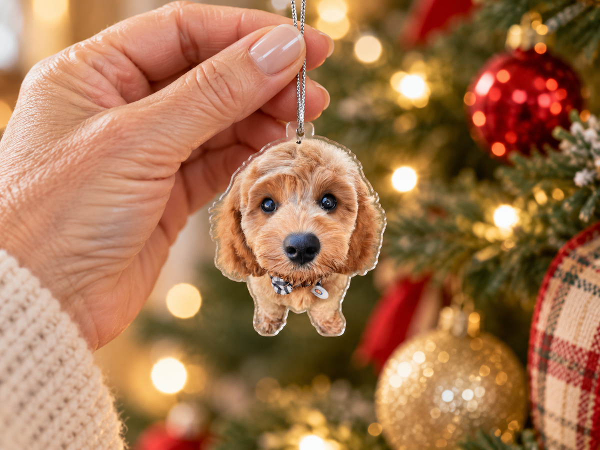 Custom Pet Photo Ornament – Double-Sided, Custom-Cut Acrylic