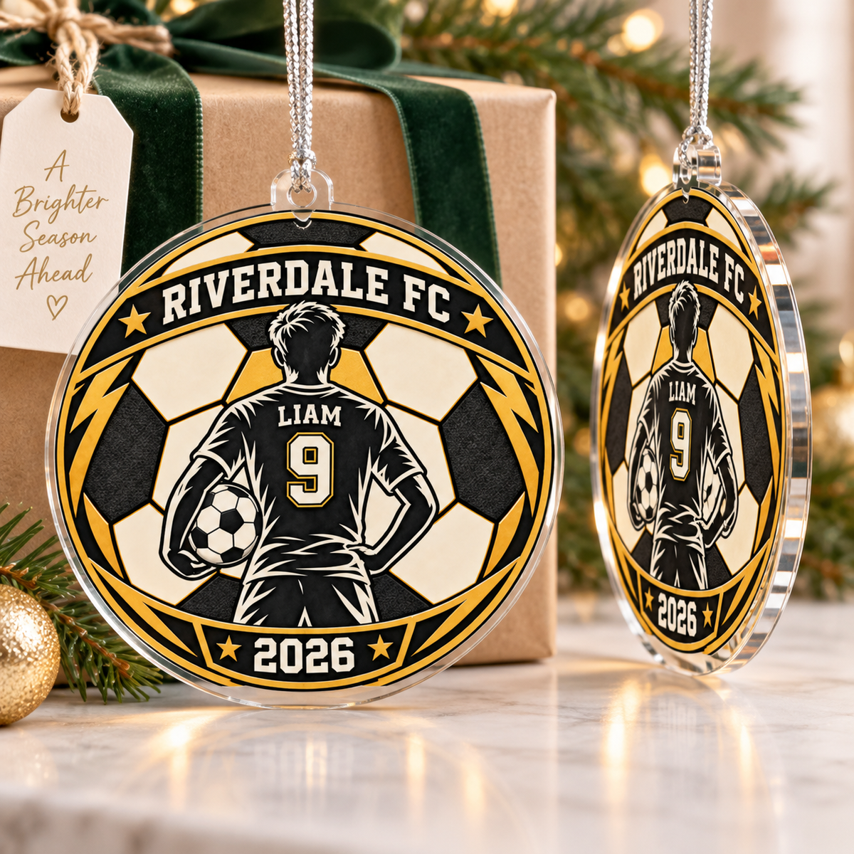 Personalized Sports Christmas Ornament – Custom Team Name, Player Name & Number | 8 Sports