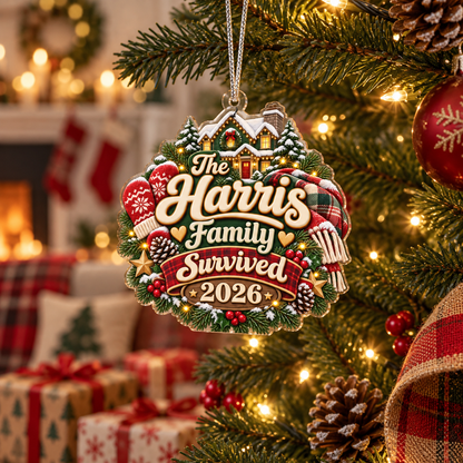 Family Survived 2026 Christmas Ornament – Funny Family Holiday Keepsake & Christmas Gift