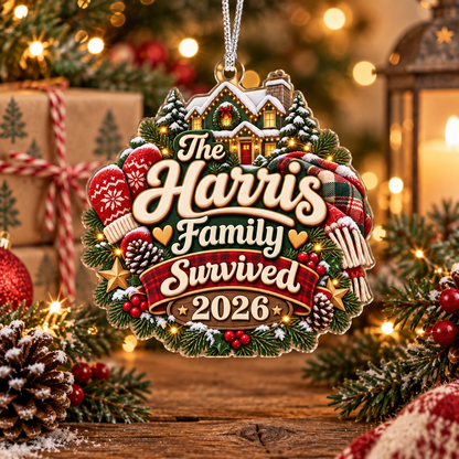 Family Survived 2026 Christmas Ornament – Funny Family Holiday Keepsake & Christmas Gift