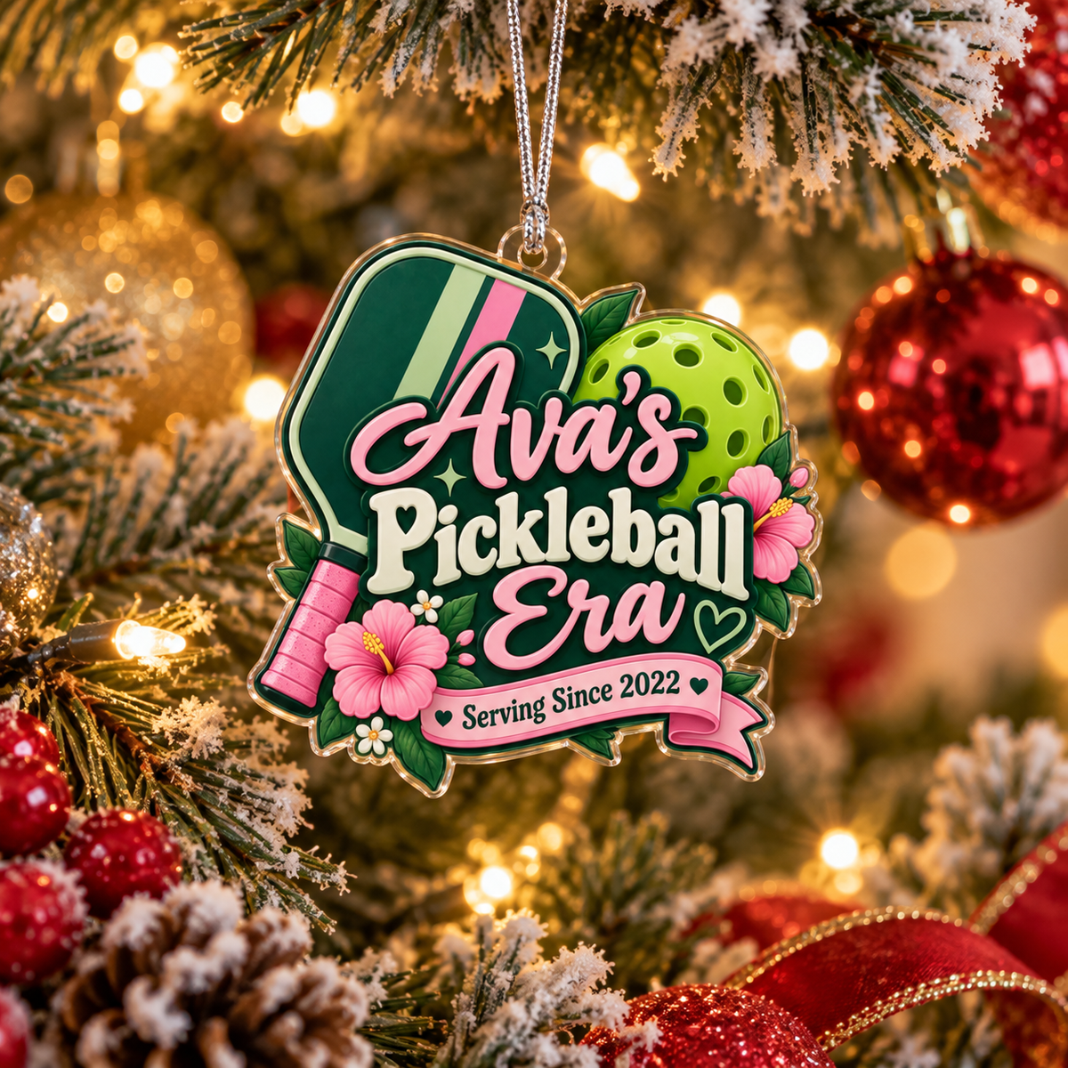 Personalized Pickleball Era Ornament – Custom Name & Date Pickleball Christmas Ornament