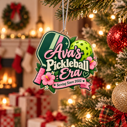 Personalized Pickleball Era Ornament – Custom Name & Date Pickleball Christmas Ornament