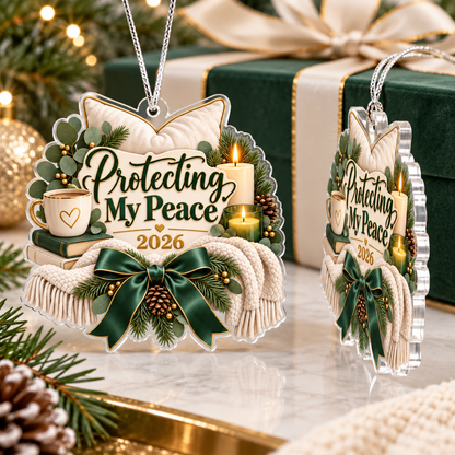 Protecting My Peace 2026 Christmas Ornament – Cozy Self-Care Keepsake Gift