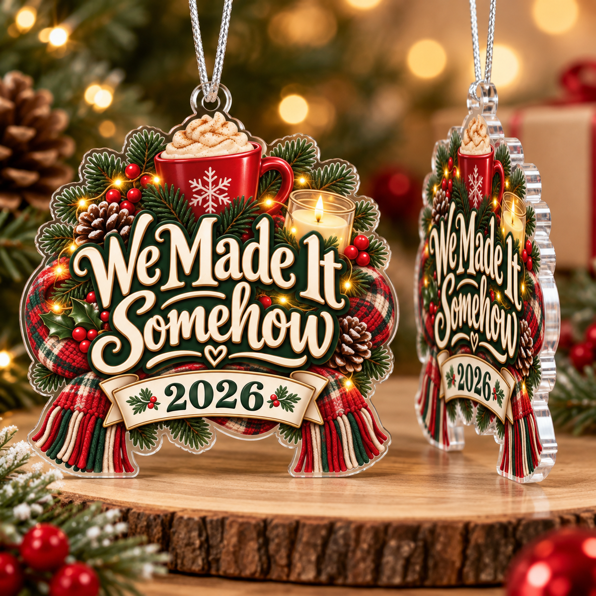 We Made It Somehow 2026 Christmas Ornament – Funny End-of-Year Keepsake Gift for Friends & Family