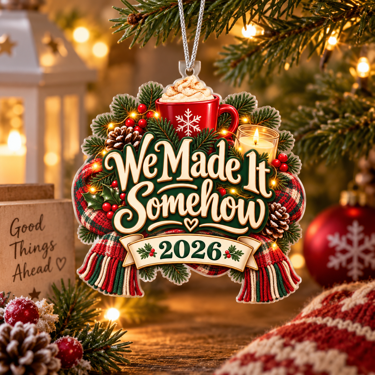 We Made It Somehow 2026 Christmas Ornament – Funny End-of-Year Keepsake Gift for Friends & Family