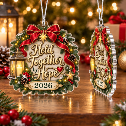 Held Together by Hope 2026 Christmas Ornament – Meaningful Encouragement Gift & Inspirational Holiday Keepsake