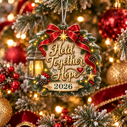 Held Together by Hope 2026 Christmas Ornament – Meaningful Encouragement Gift & Inspirational Holiday Keepsake
