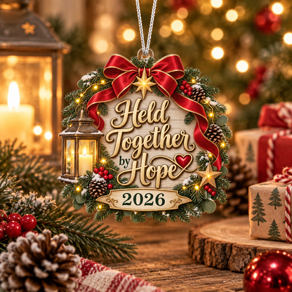 Held Together by Hope 2026 Christmas Ornament – Meaningful Encouragement Gift & Inspirational Holiday Keepsake