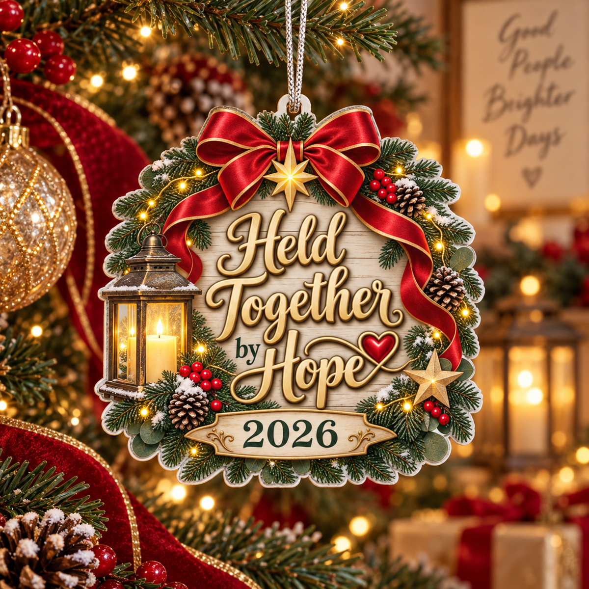 Held Together by Hope 2026 Christmas Ornament – Meaningful Encouragement Gift & Inspirational Holiday Keepsake