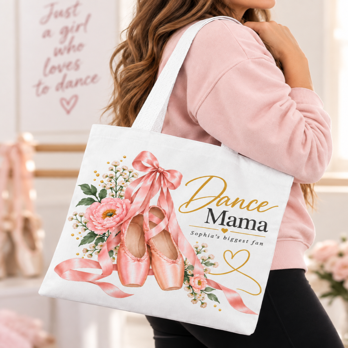 Personalized Dance Mama Tote Bag – Custom Child's Name Dance Mom Gift
