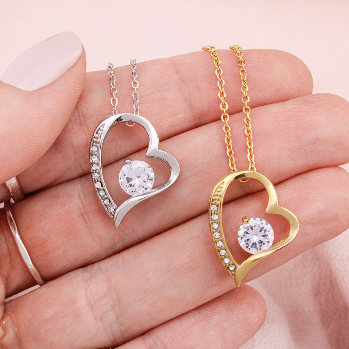 To My Wife Forever Love Necklace with Everlasting Rose Heart Gift Box