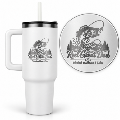 Reel Great Dad – Personalized Fishing Tumbler with Kids' Names