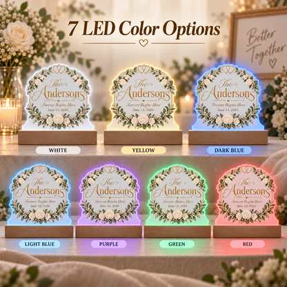 Personalized Wedding LED Acrylic Plaque – Forever Begins Here