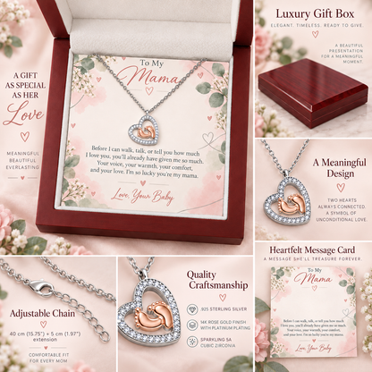 To My Mama – Before I Can Say I Love You Baby Feet Heart Necklace | Gift From Baby