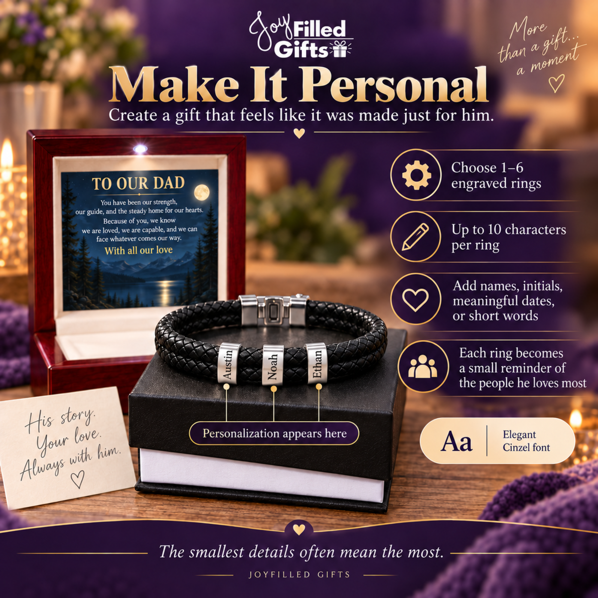 To Our Dad – Personalized Braided Family Bracelet