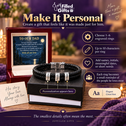 To Our Dad – Personalized Braided Family Bracelet