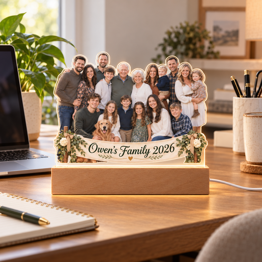 Custom Family Reunion Photo LED Acrylic Plaque – Personalized Family Gathering Keepsake